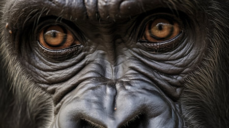 a close up of a monkey's faceの素材