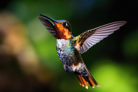 a hummingbird flying in the airの素材