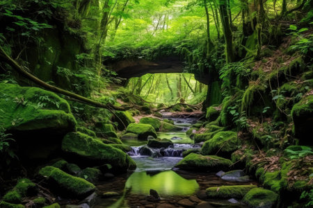 a river running through a forestの素材