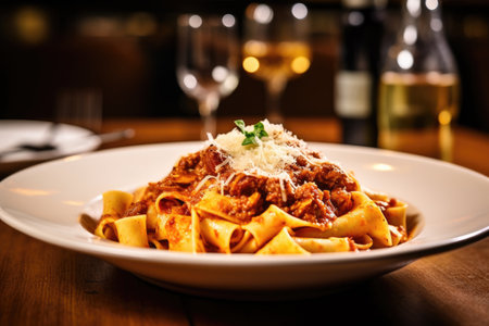 a plate of pasta with sauce and cheeseの素材