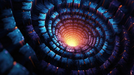 a spiral of blue and orange lightsの素材