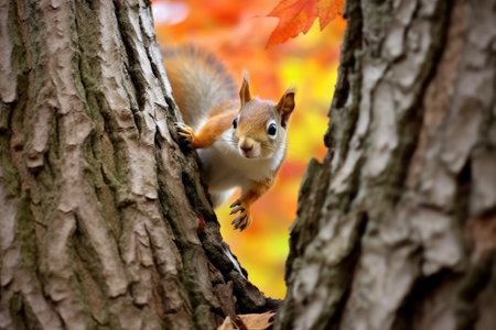 a squirrel on a treeの素材