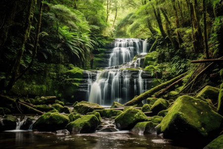 a waterfall in a forestの素材