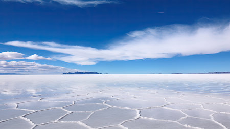 a white flat surface with blue sky and cloudsの素材