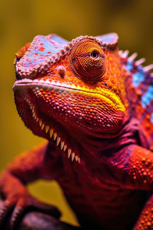 a close up of a colorful lizardの素材