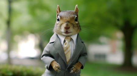 a squirrel wearing a suit and tieの素材