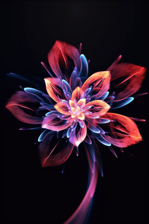 a colorful flower with a black backgroundの素材