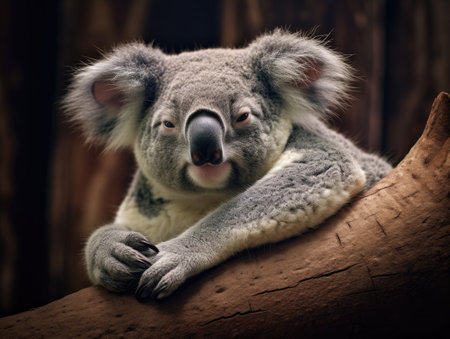 a koala bear on a tree branchの素材