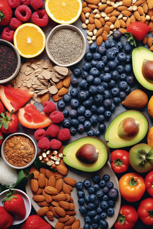a group of different fruits and vegetablesの素材