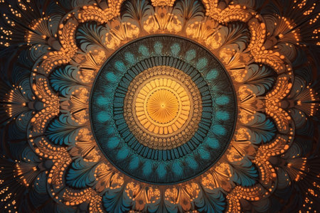 a circular pattern with gold and blue colorsの素材