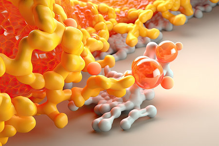 a close up of orange and white spheresの素材