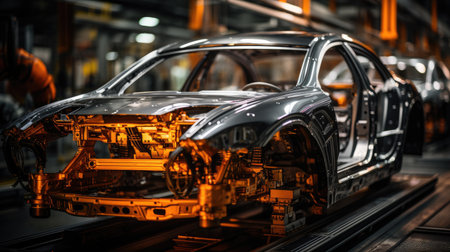 a car on a conveyor beltの素材