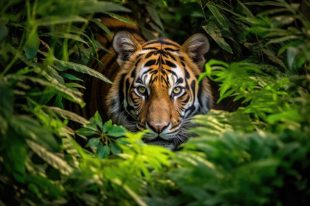 a tiger in the bushesの素材
