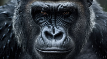 a close up of a gorilla's faceの素材
