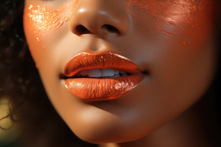 a close up of a woman's faceの素材