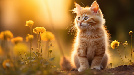 a cat sitting in the dirtの素材