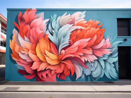 a mural of a bird on a wallの素材