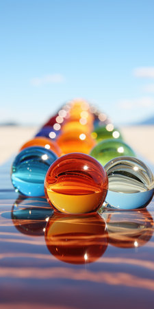 a row of colorful marblesの素材