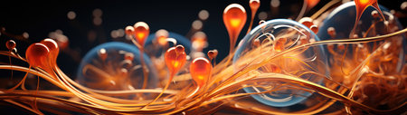 a close up of orange bubblesの素材