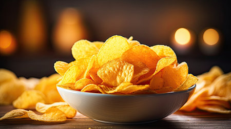 a bowl of potato chipsの素材