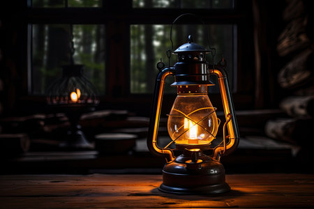 a lantern with a lit candleの素材