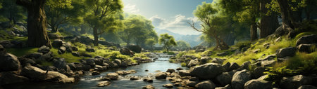 a river running through a forestの素材
