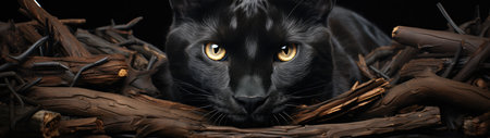 a close up of a black catの素材