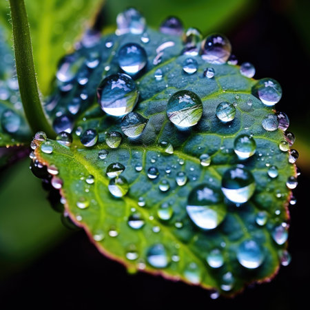 water droplets on a leafの素材