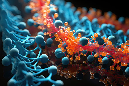 a close up of blue and orange spheresの素材