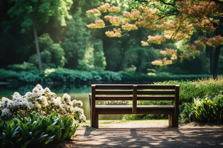a bench in a parkの素材