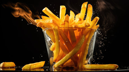 a glass of french friesの素材