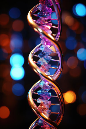 a close up of a dna modelの素材