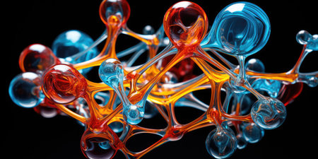 a close up of a colorful moleculeの素材