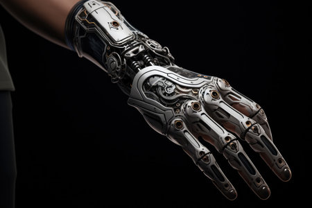 a hand with a metal armの素材