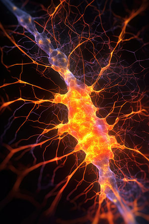 a glowing nerve cellの素材