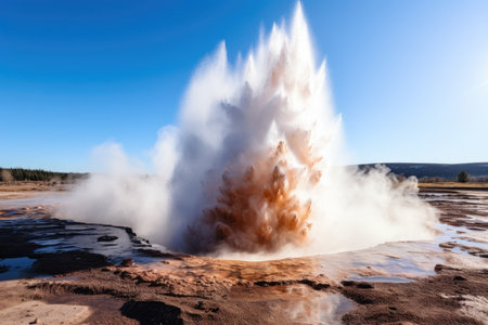 a geyser erupting in a hot springの素材