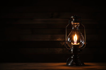 a kerosene lamp with a flameの素材