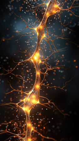 a close up of a nerve cellの素材