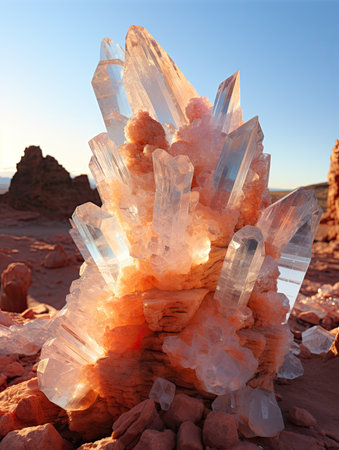 a large crystal rock in the desertの素材