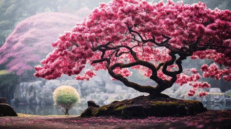 a tree with pink flowersの素材