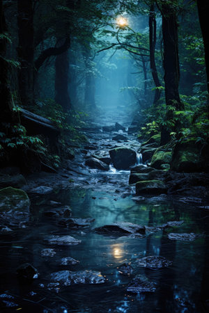 a stream in a forestの素材
