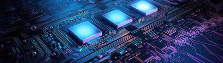 a close up of a circuit boardの素材