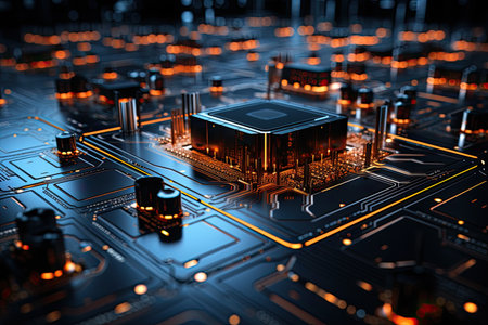a close up of a circuit boardの素材