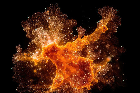 a fire and stars in spaceの素材