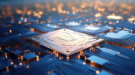 a close up of a circuit boardの素材