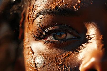 a close up of a person's eyeの素材