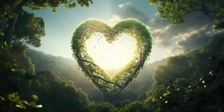 a heart shaped tree with branches and leavesの素材