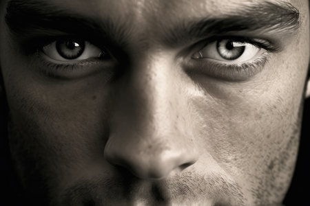 a close up of a man's faceの素材