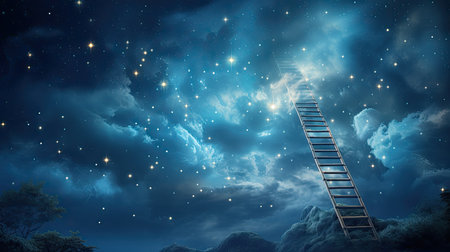 a ladder leading to the skyの素材