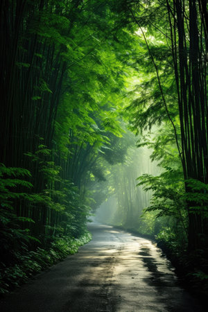 a road through a forestの素材